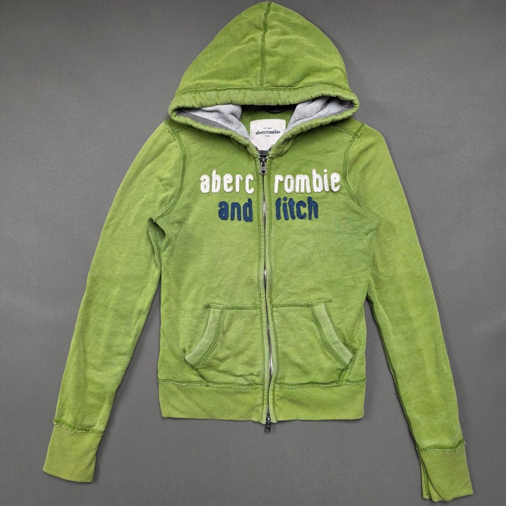 Abercrombie Kids Hoodie Kids Full Zip Applique Logo Green Large